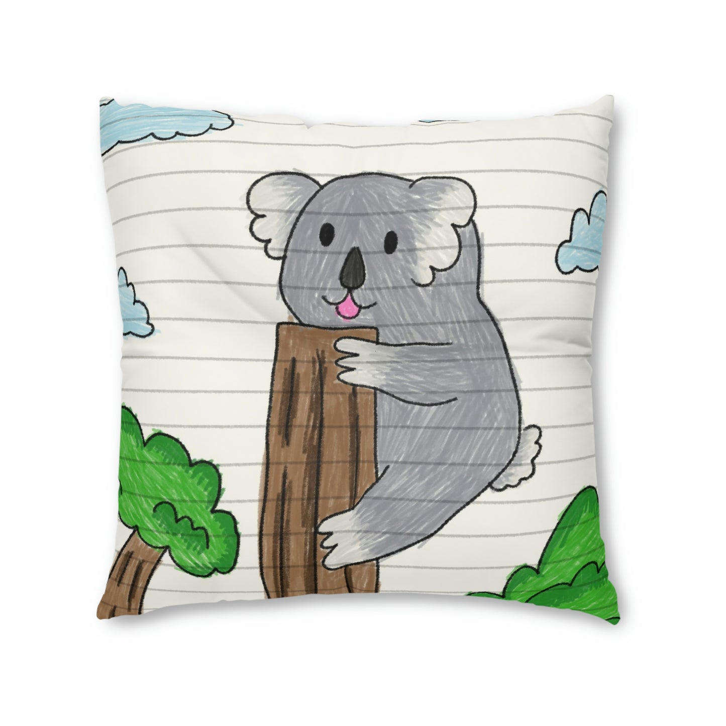 Koala Bear Animal Tree Climber Tufted Floor Pillow, Square