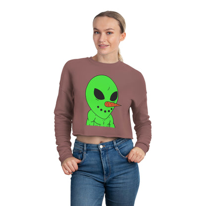 Veggie Visi Alien Vegetable Visitor Women's Cropped Sweatshirt