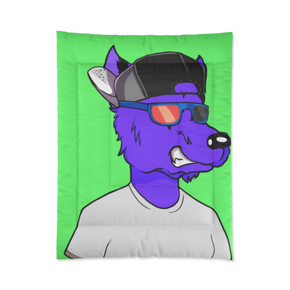 Cyborg Wolf Piel morada Gafas de sol Sombras Cool Hat Camiseta blanca Cama Colcha