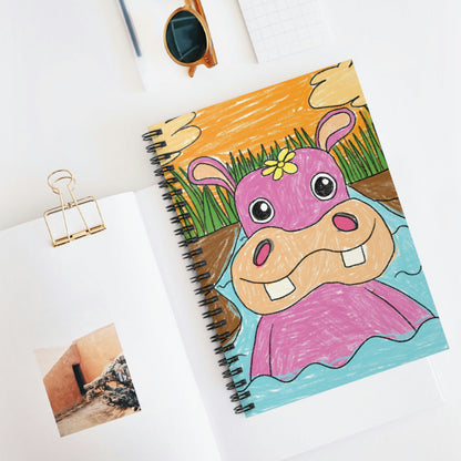 Hippo Hippopotamus Animal Creature Graphic Spiral Notebook - Ruled Line