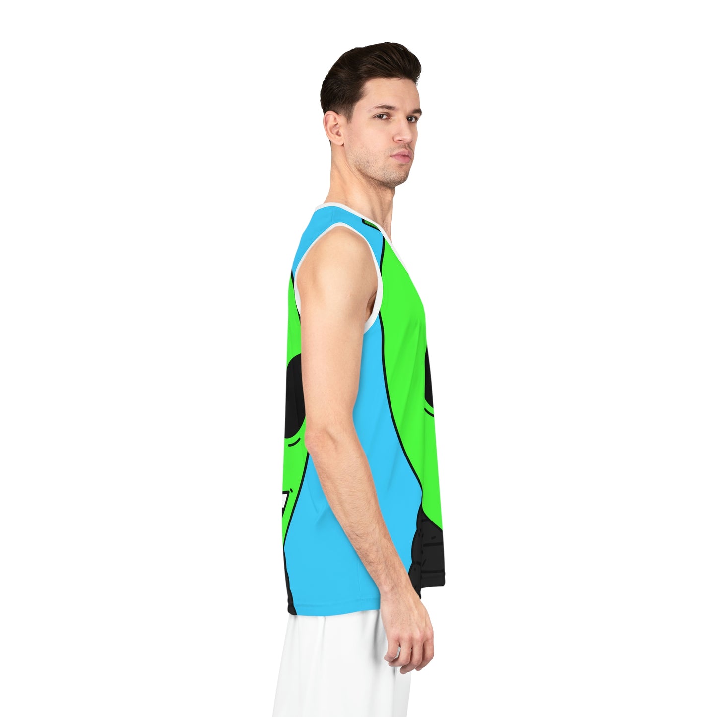 Green Apple Chipped tooth Visitor Smiling Basketball Jersey (AOP)