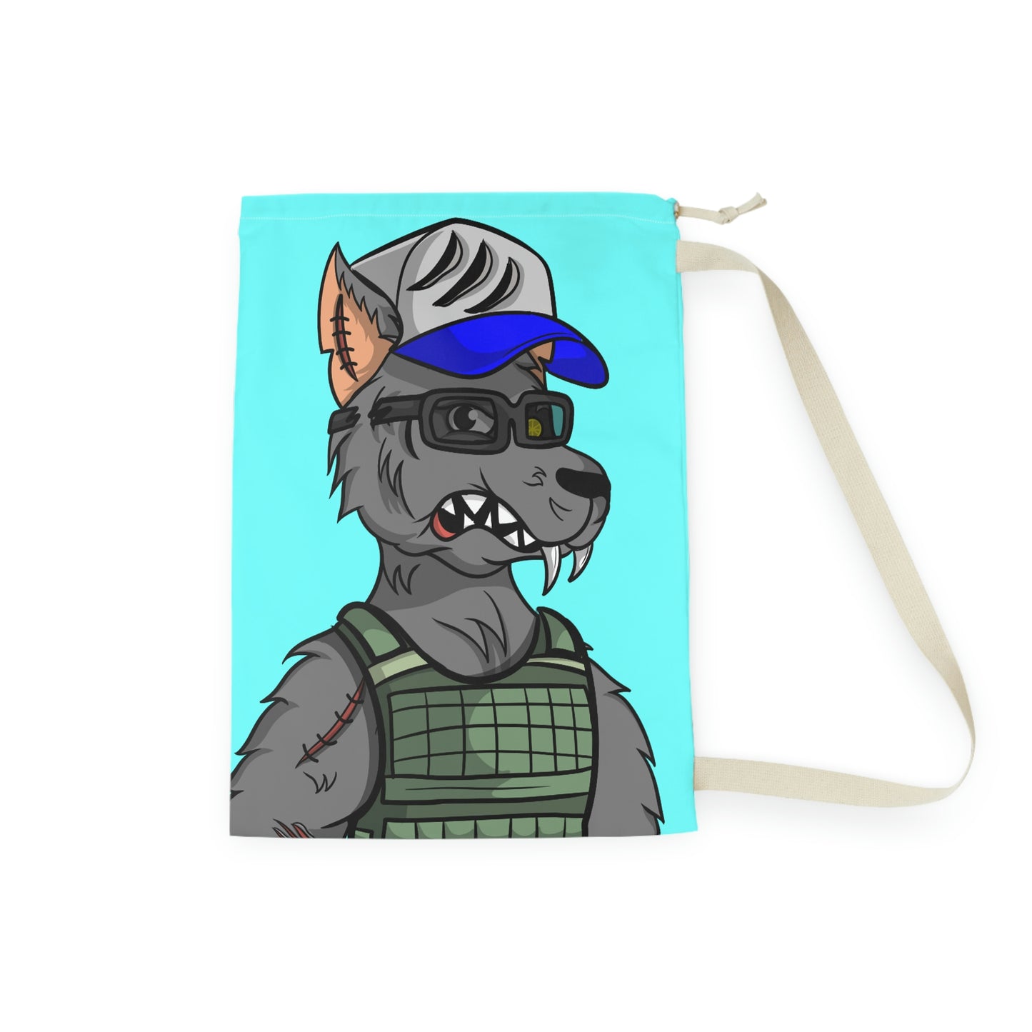 Army Vest Werewolve Cyborg Wolf Laundry Bag