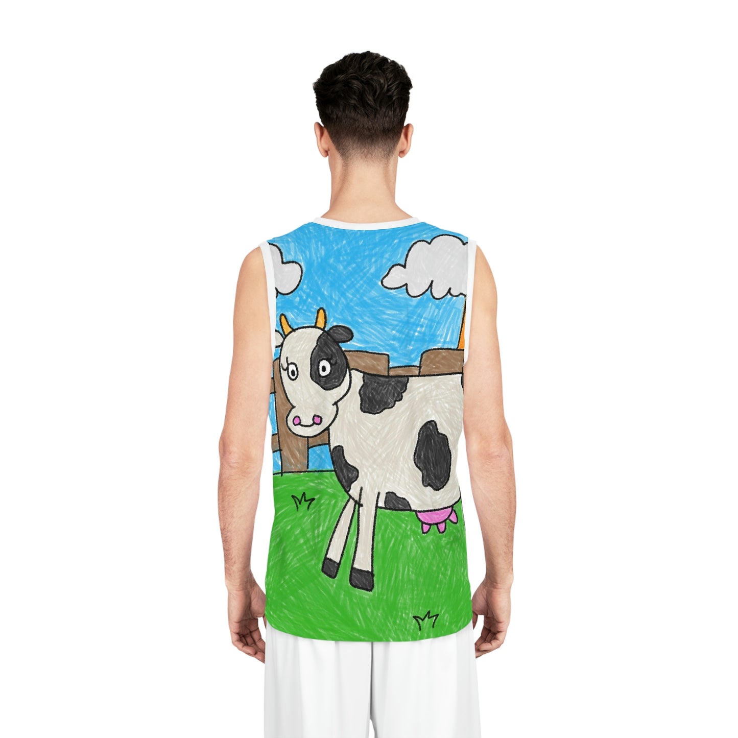 Cow Farm Animal Character Basketball Jersey (AOP)