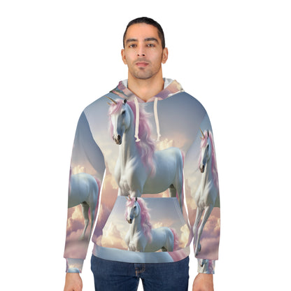 Unicorn &amp; Rainbow Artwork - Sudadera con capucha unisex con diseño en colores pastel caprichoso (AOP)