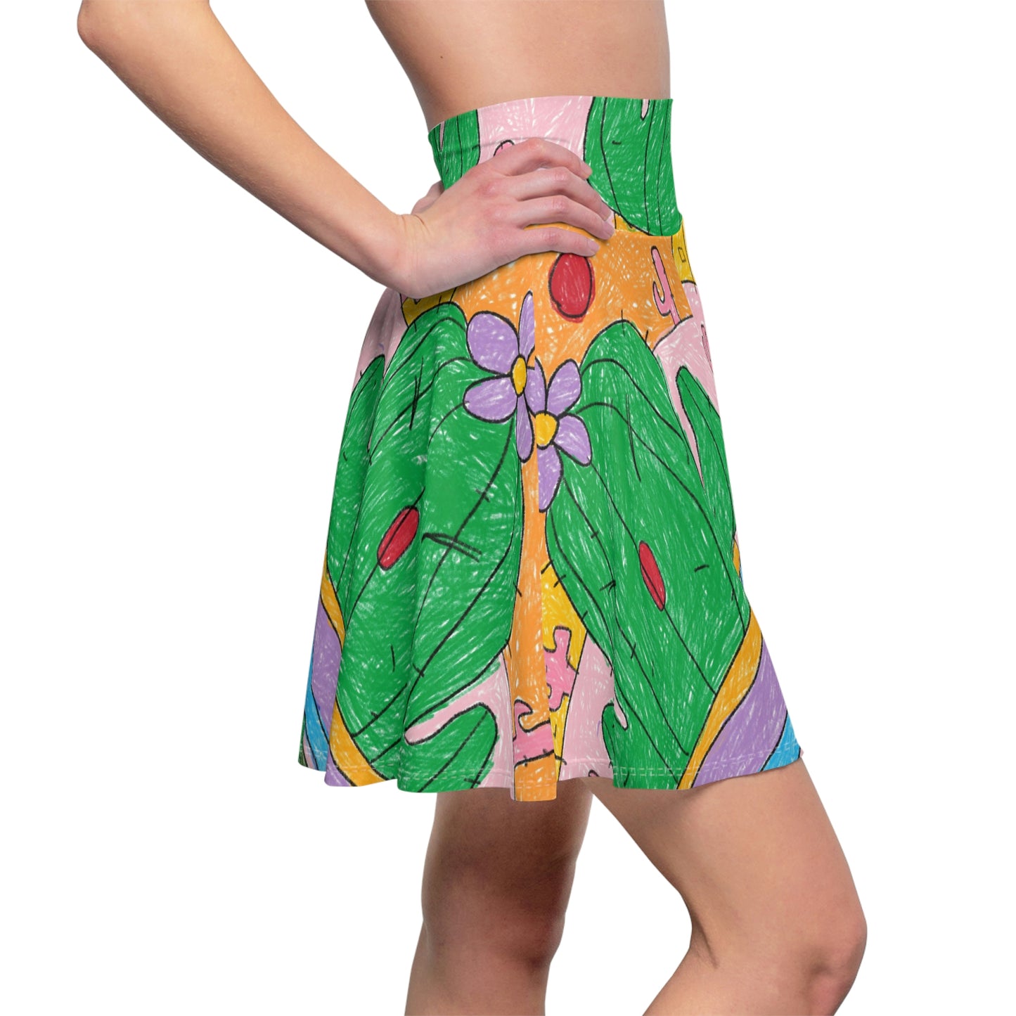 Desert Cactus Sumo Wrestler Graphic Women's Skater Skirt