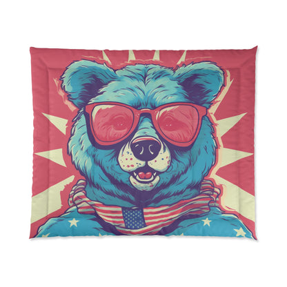 4th of July Festive Fun: Cute Patriotic Bear Graphic USA Style Comforter