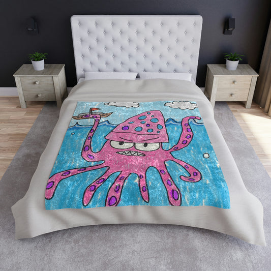 The Kraken Octopus Clean Graphic Crushed Velvet Blanket