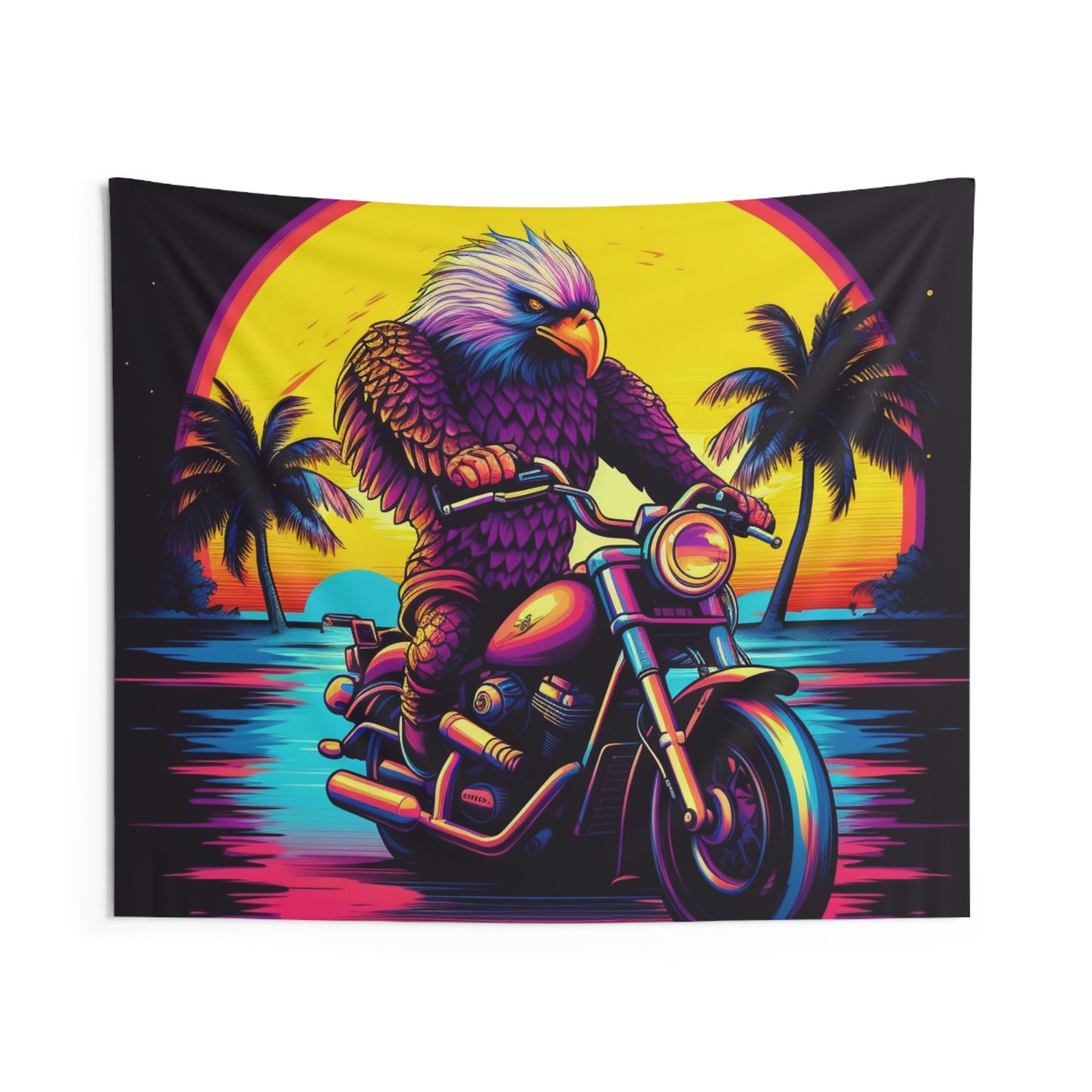 Rider Motorcycle American Bald Eagle Flyer US Graphic Indoor Wall Tapestries