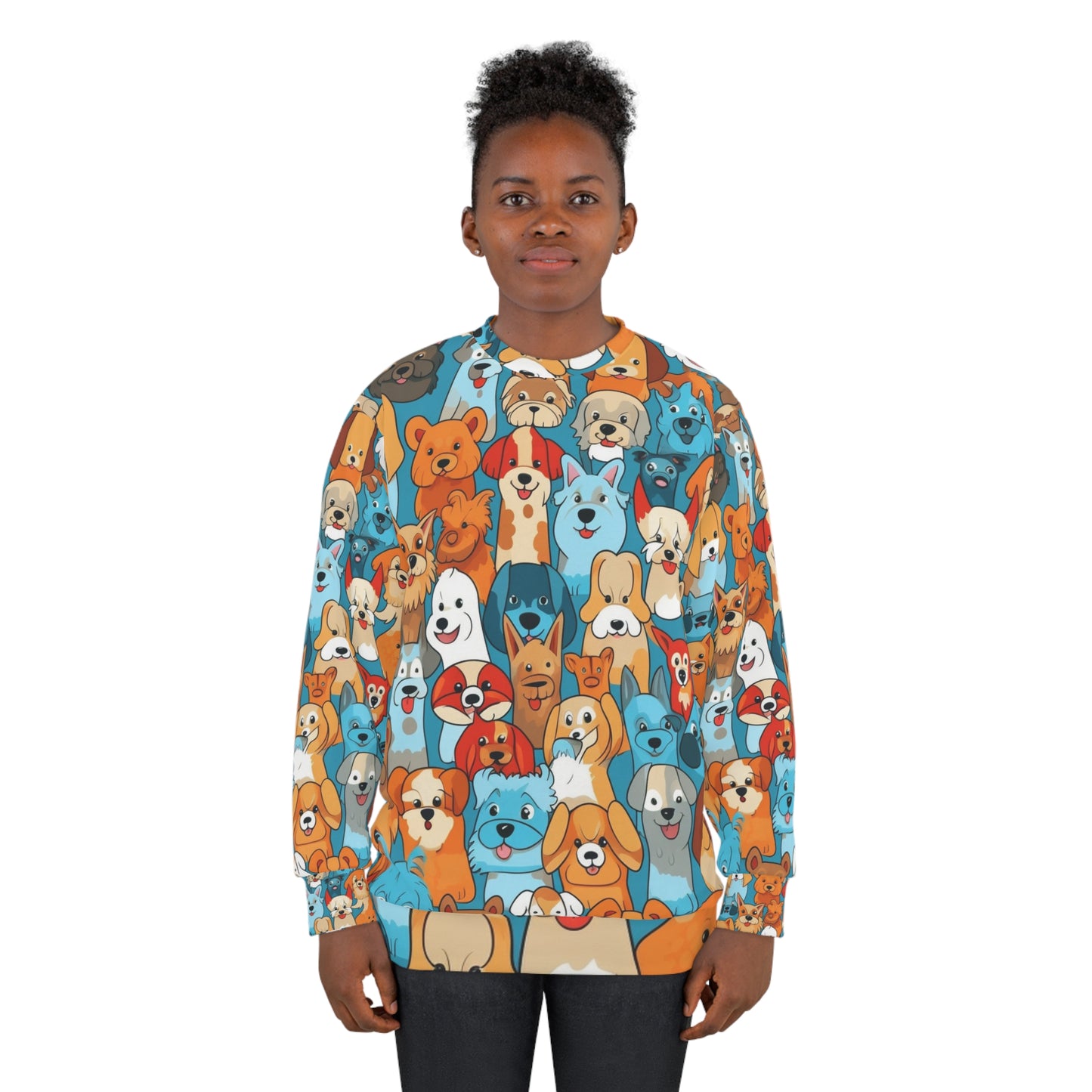 Cute Cartoon Dogs Whimsical Pattern Design Unisex Sweatshirt (AOP)