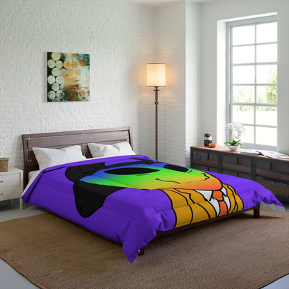 Rainbow Peace Alien Squid Mouth Visitor Bed Comforter