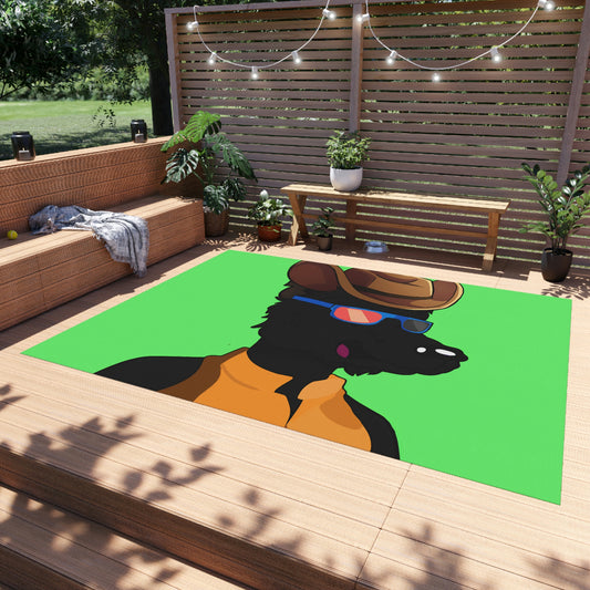 Cowgirl Wolf Cyborg Wolve Outdoor Rug