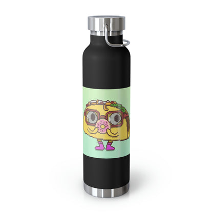 Donut Cartoon Taco Copper Vacuum Insulated Bottle, 22oz