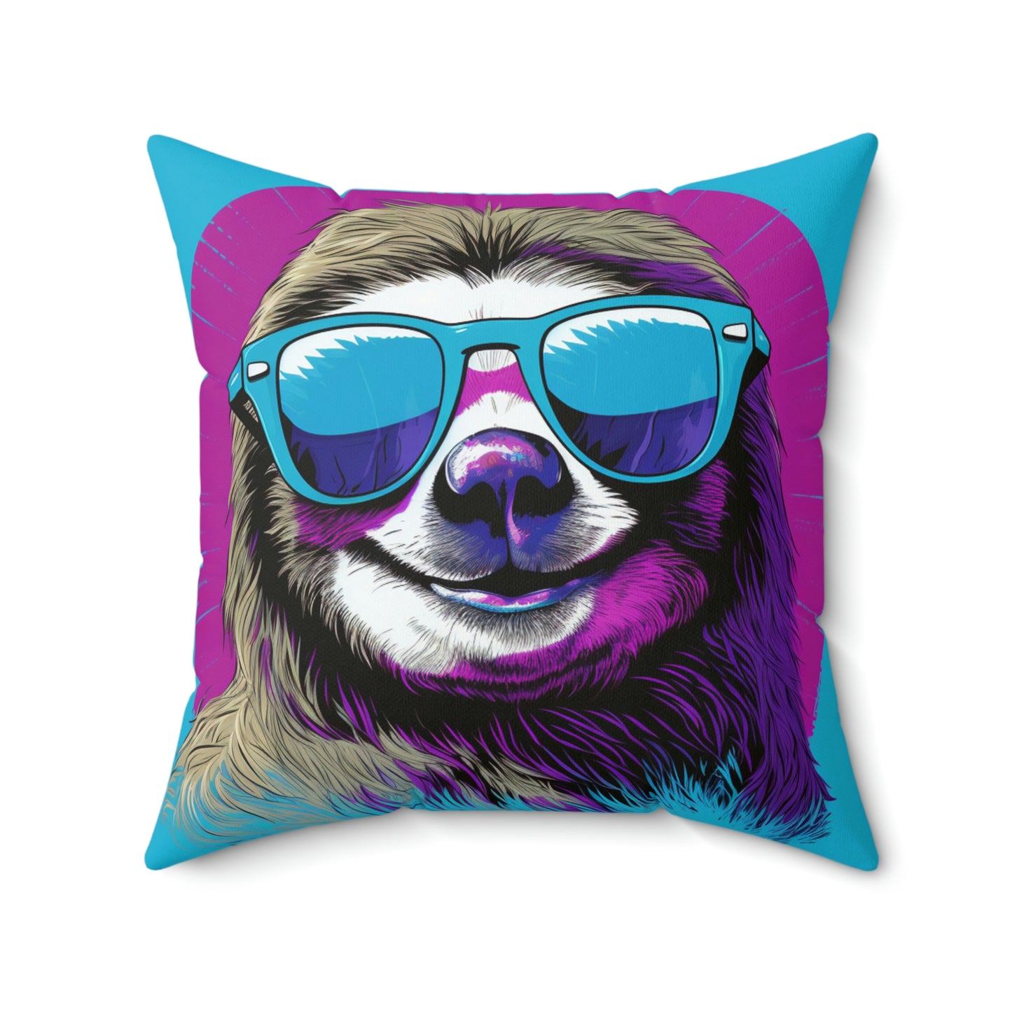 Galactic Sloth Retro-Inspired Animal Spun Polyester Square Pillow