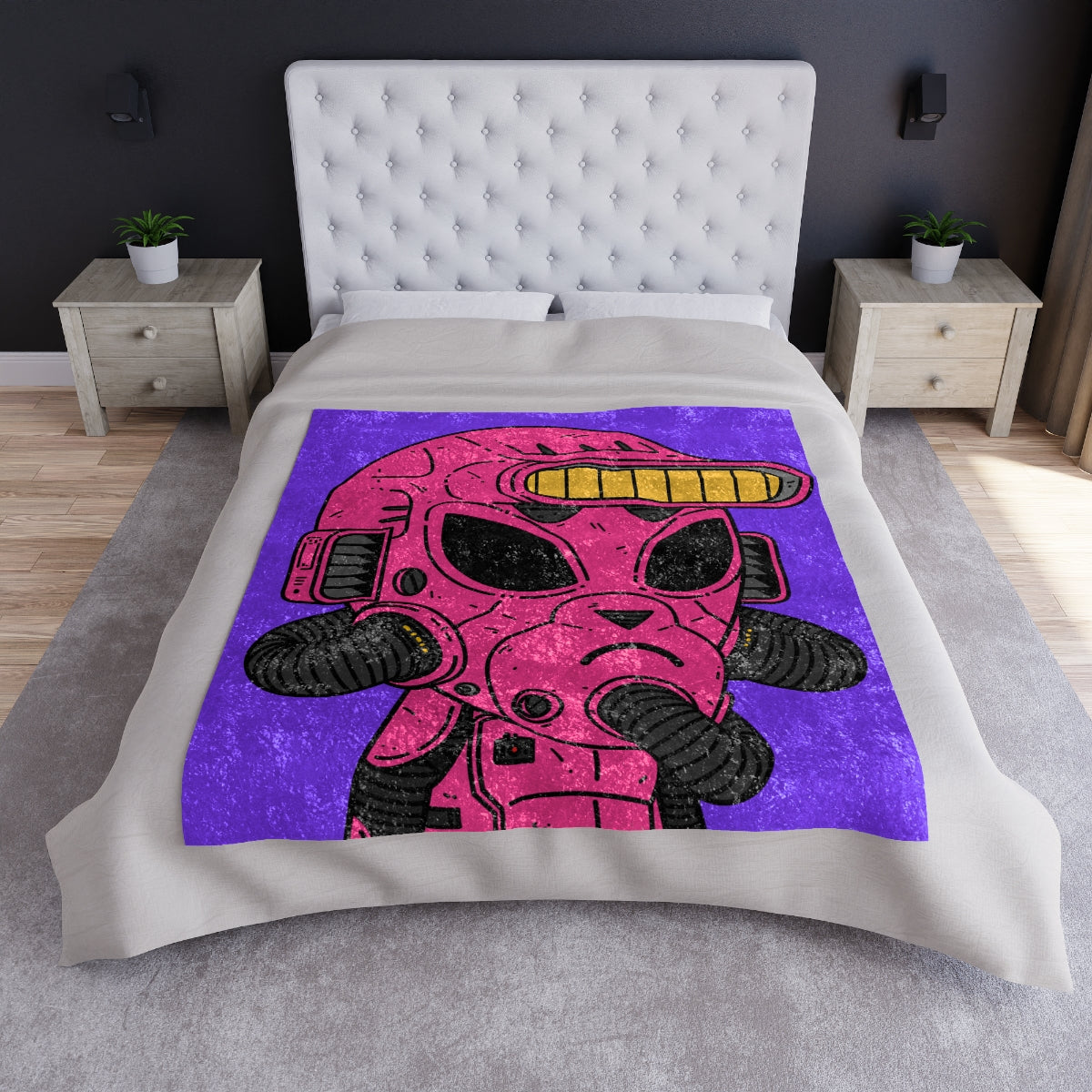 Armored Pink Future Alien Cyborg Machine Visitor Crushed Velvet Blanket - Visitor751