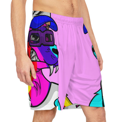 Werewolve Tiedye Rainbow Wolf Basketball Shorts