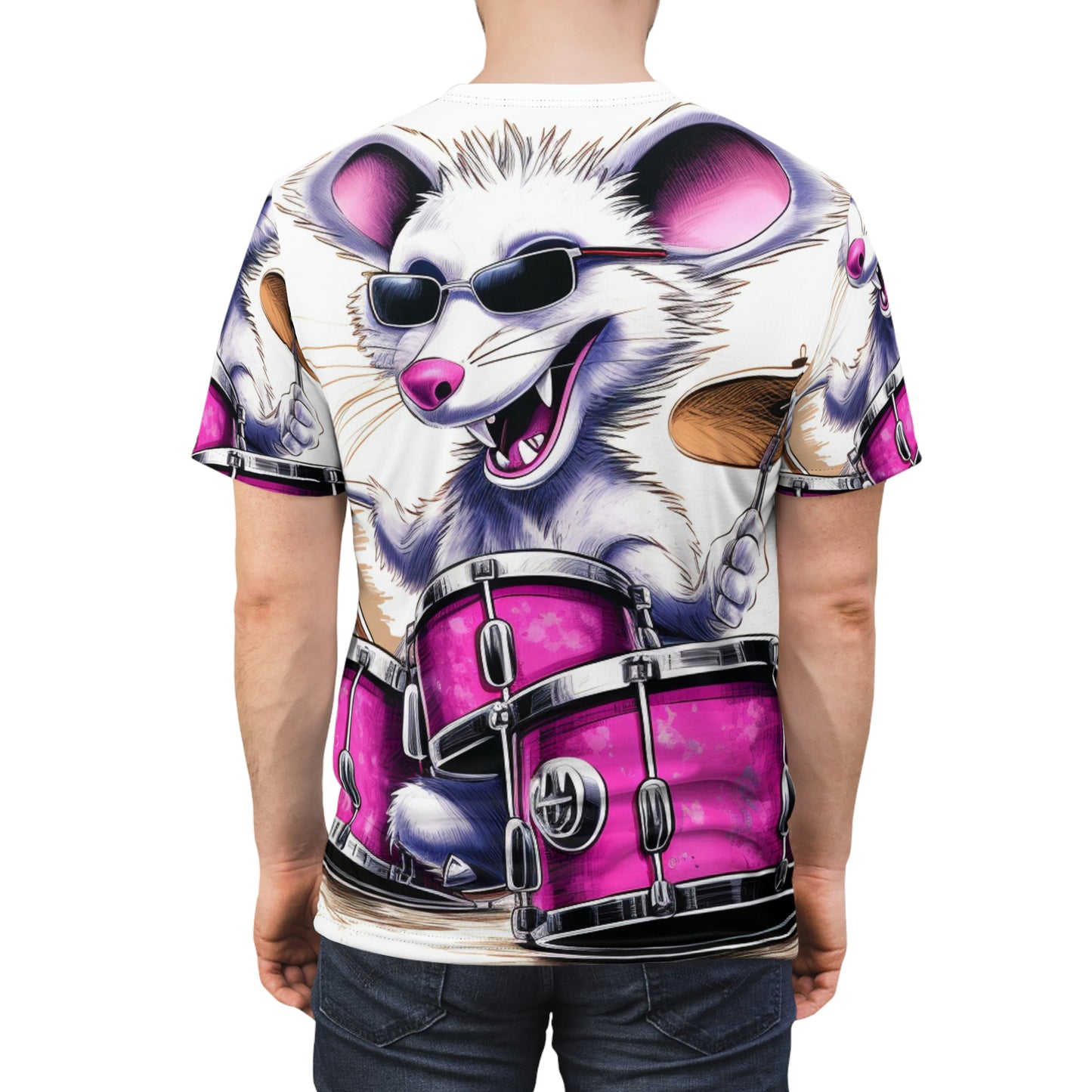 Opossum Drum Band Furry Animal Graphic Anime Unisex Cut & Sew Tee (AOP)