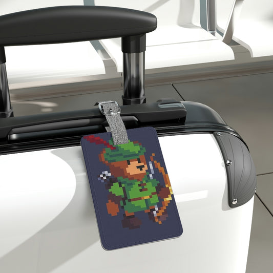 Robin Hood Hat Archer Bear Saffiano Polyester Luggage Tag, Rectangle