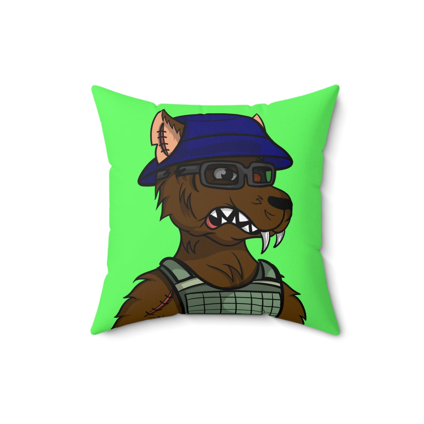 Military Army Cyborg Wolve Spun Polyester Square Pillow