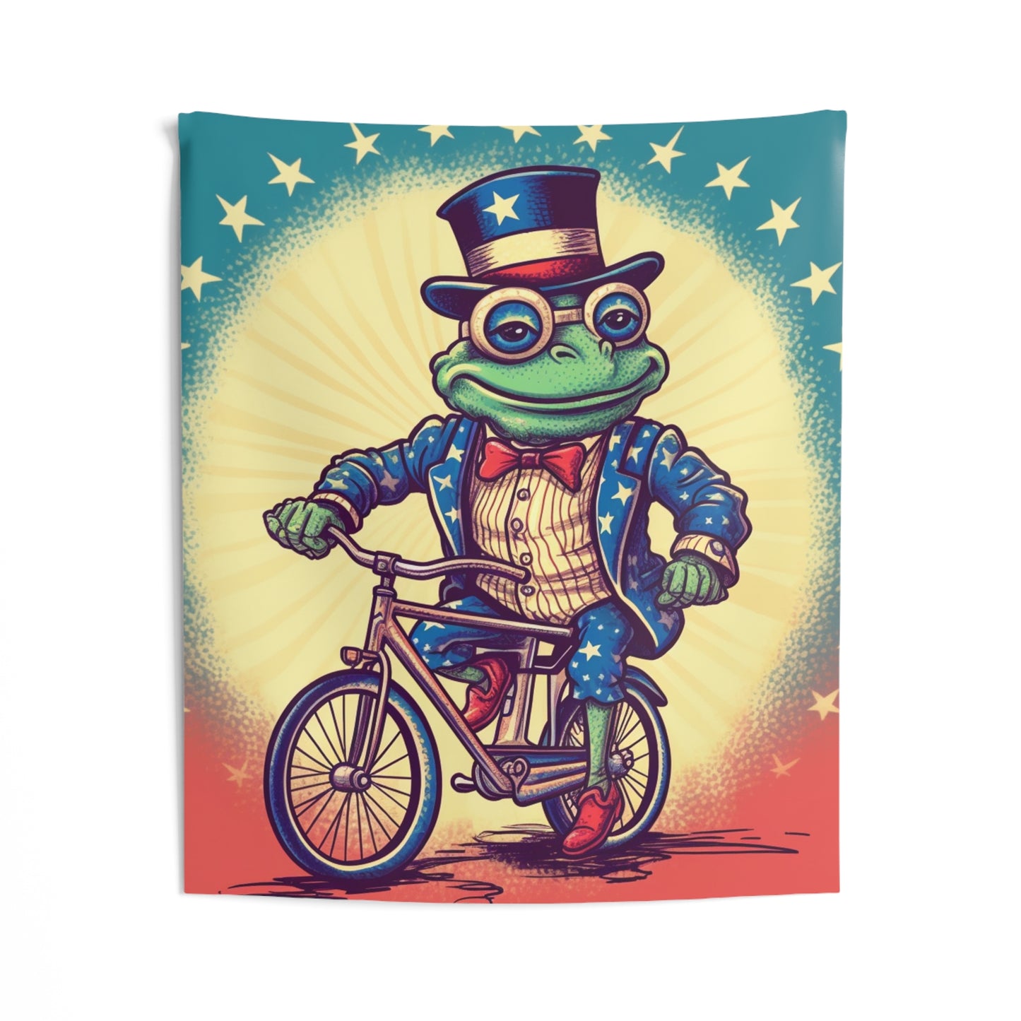 USA Frog Patriotic Indepencence Day 4th of July Bike Rider Indoor Wall Tapestries