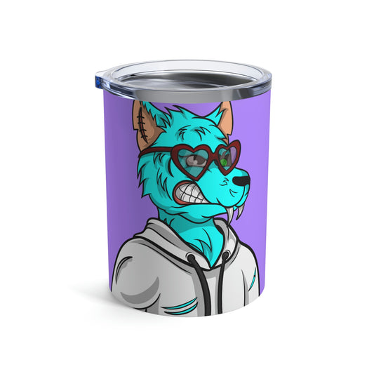 Aqua Blue Cyborg Lovely Heart Wolf Tumbler 10oz