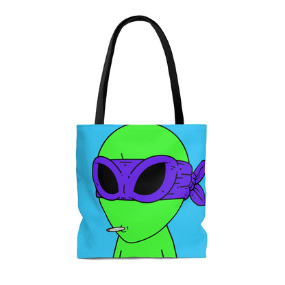 White Whistle Mouth Green Visitor Purple Ninja Mask Alien AOP Tote Bag