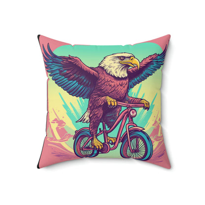 Bicycle Bike American Eagle Biker Graphic Spun Polyester Square Pillow