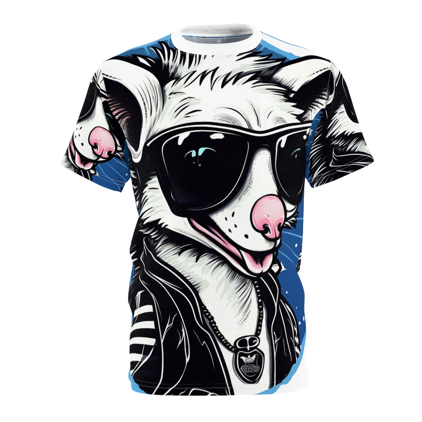 Whimsical Possum Retro Art Unisex Cut & Sew Tee (AOP)