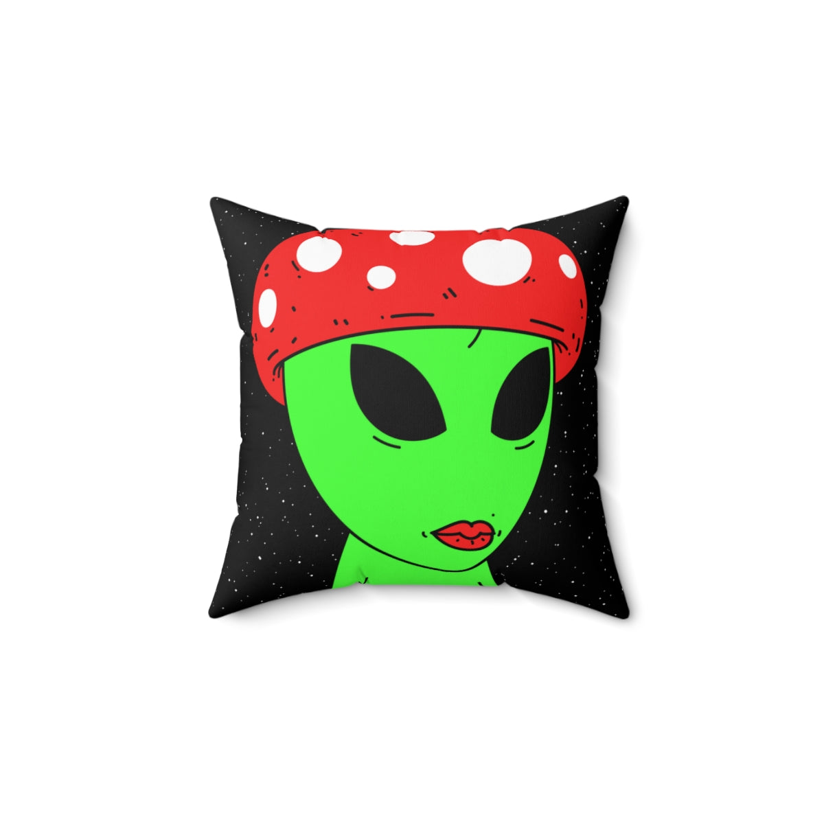 Multi Visitor (2) Green Alien w/ Devil Wings + Mushroom Head Spun Polyester Square Pillow - Visitor751