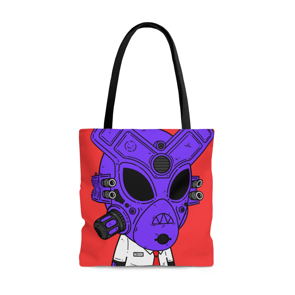 Shirt Tie Armored Purple Future Alien Cyborg Machine Visitor AOP Tote Bag