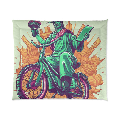 Statue of Liberty Cyclist Bike Rider American Graphic Comforter