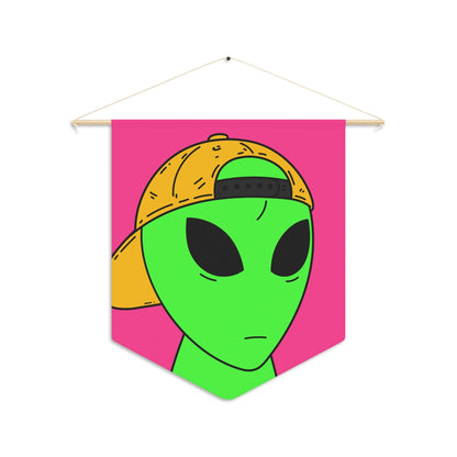 Green Alien Yellow Hat Visitor Pennant