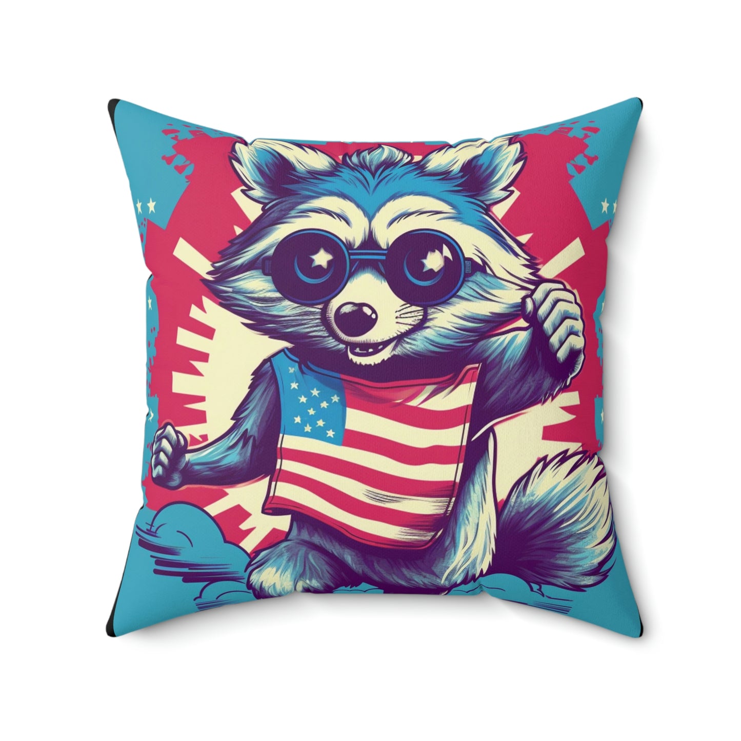 American Great Raccoon USA Classic Graphic Spun Polyester Square Pillow