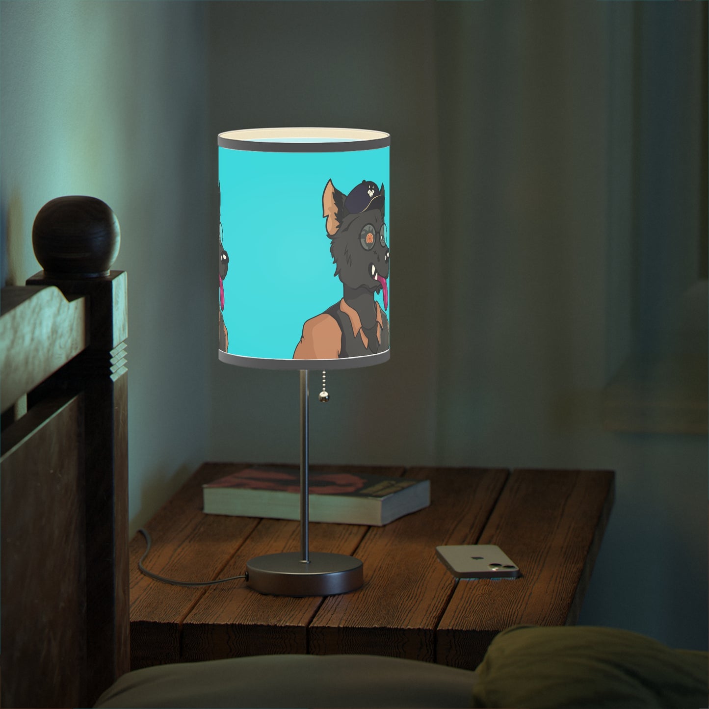 Cyborg Wolf Detective Tongue Out Lamp on a Stand, US|CA plug