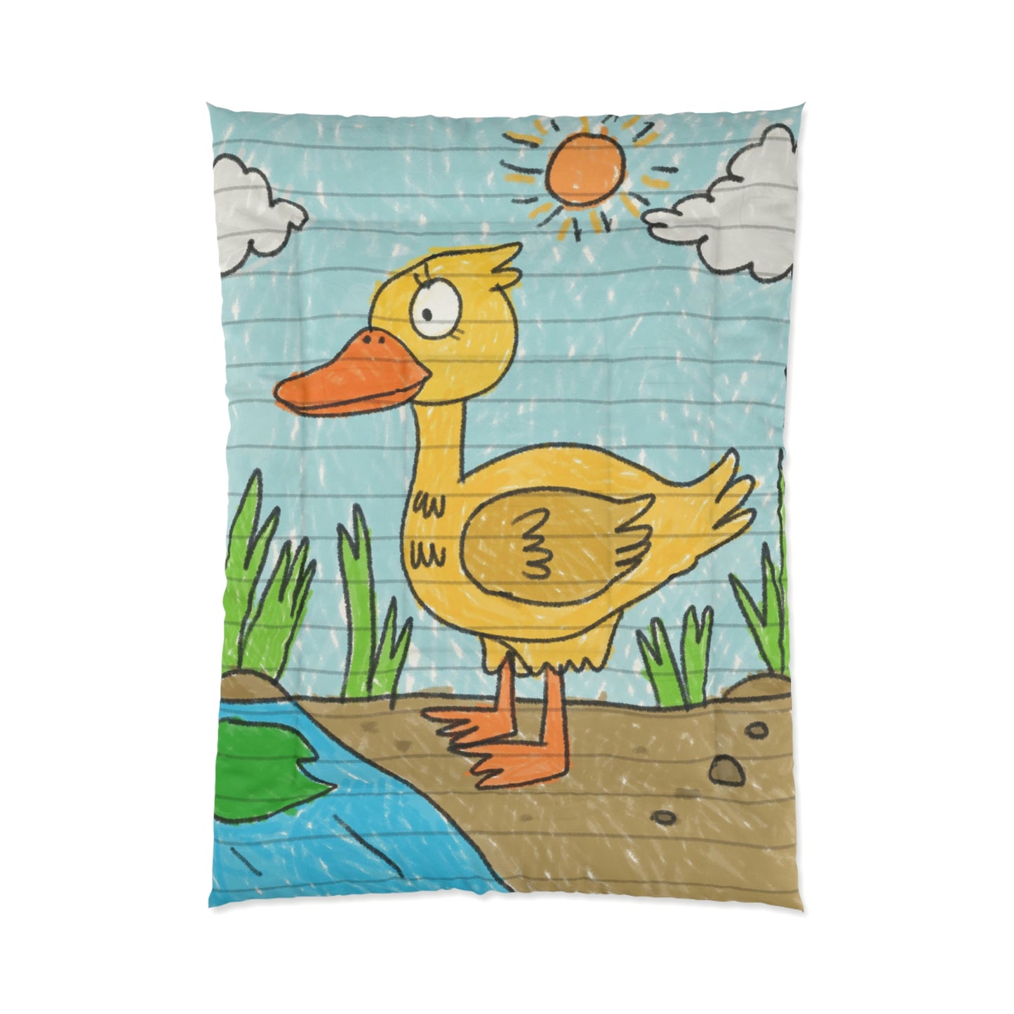 Yellow Duck Bird Pond Comforter