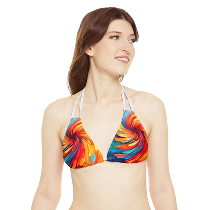 Abstract Art Vibrant Swirls - Unique Colorful Design - Strappy Bikini Set (AOP)