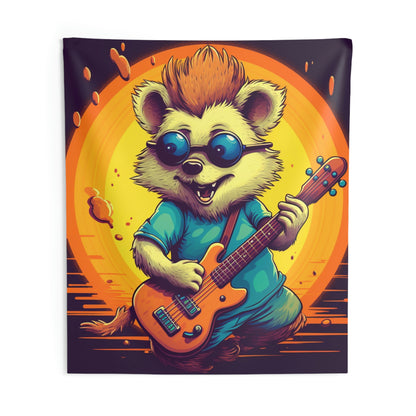 Hedgehog Furry Cute Guitar Music Graphic Indoor Wall Tapestries