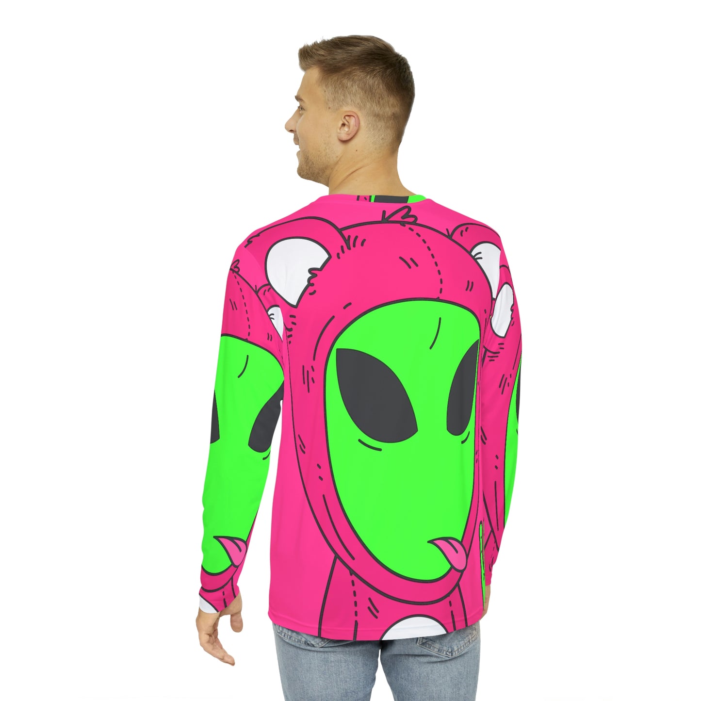 Bear Outfit Suit Alien Men's Long Sleeve AOP Shirt