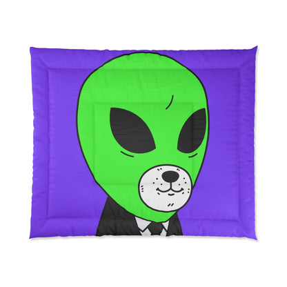 Green Alien Business Suit Dog Face Visitor Bed Comforter