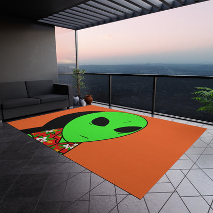 Hawaiian Shirt Green Alien Visitor Shadow Outdoor Rug