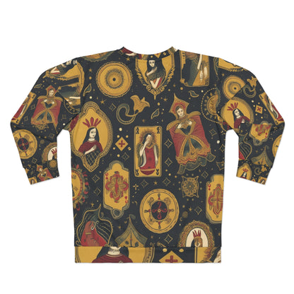 Sudadera unisex con diseño de patrones inspirados en el arte y el simbolismo de las cartas del tarot (AOP) 