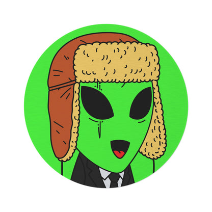 Trapper Hat Scar Eye Green Business Visitor Alien Round Rug - Visitor751