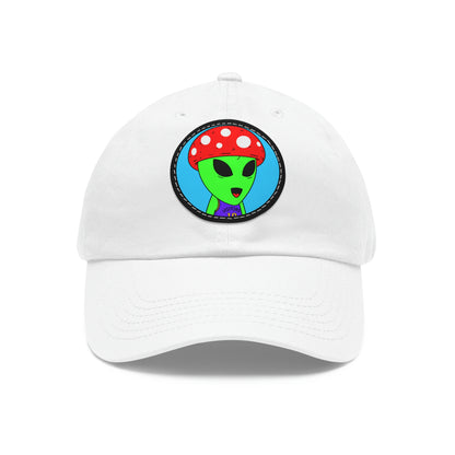 Healthy Sport Jersey Mushroom Alien Dad Hat with Leather Patch (Round)