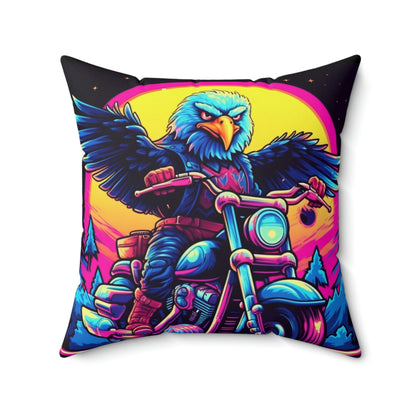 Bald Eagle American Motorcyclist USA Style Spun Polyester Square Pillow