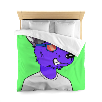 Cyborg Wolf Purple Fur Sunglasses Shades Cool Hat White Tshirt Microfiber Duvet Cover