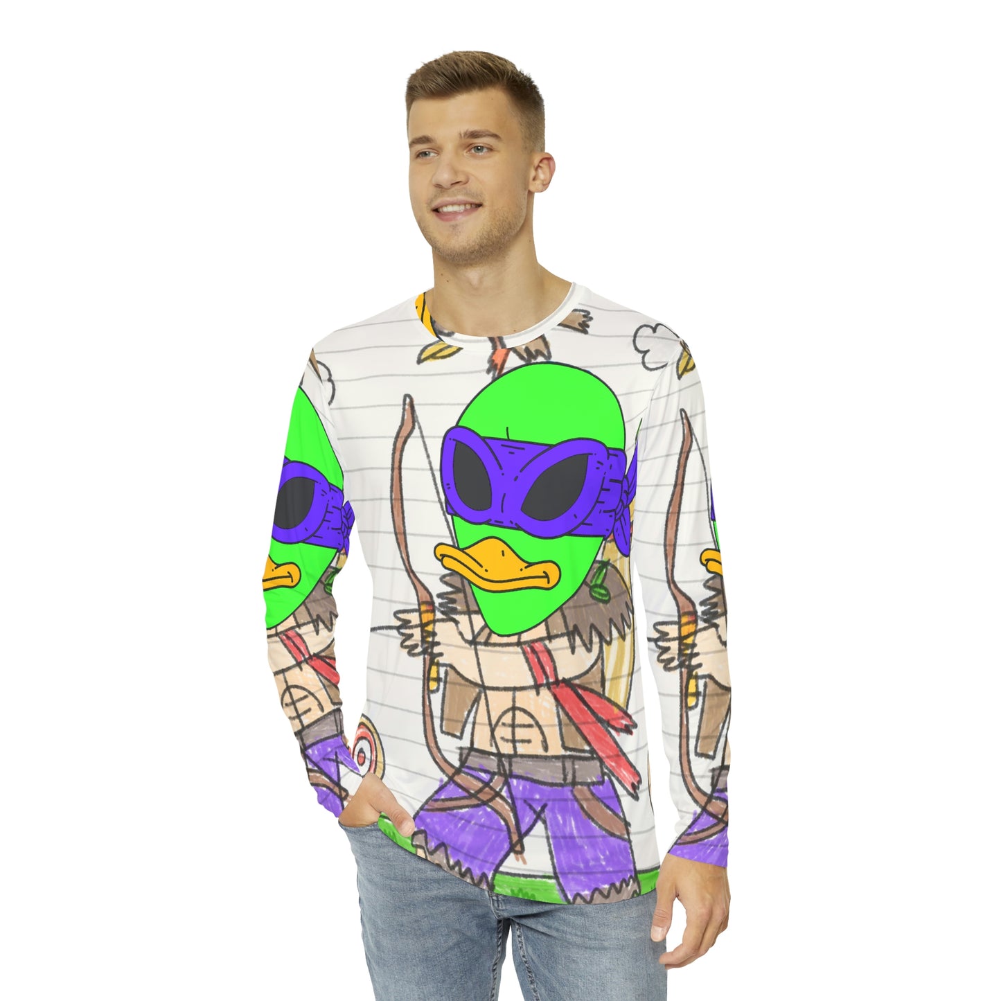 Archer Shooter Alien Bow Arrow Mark Hunter Visitor 751 Men's Long Sleeve AOP Shirt