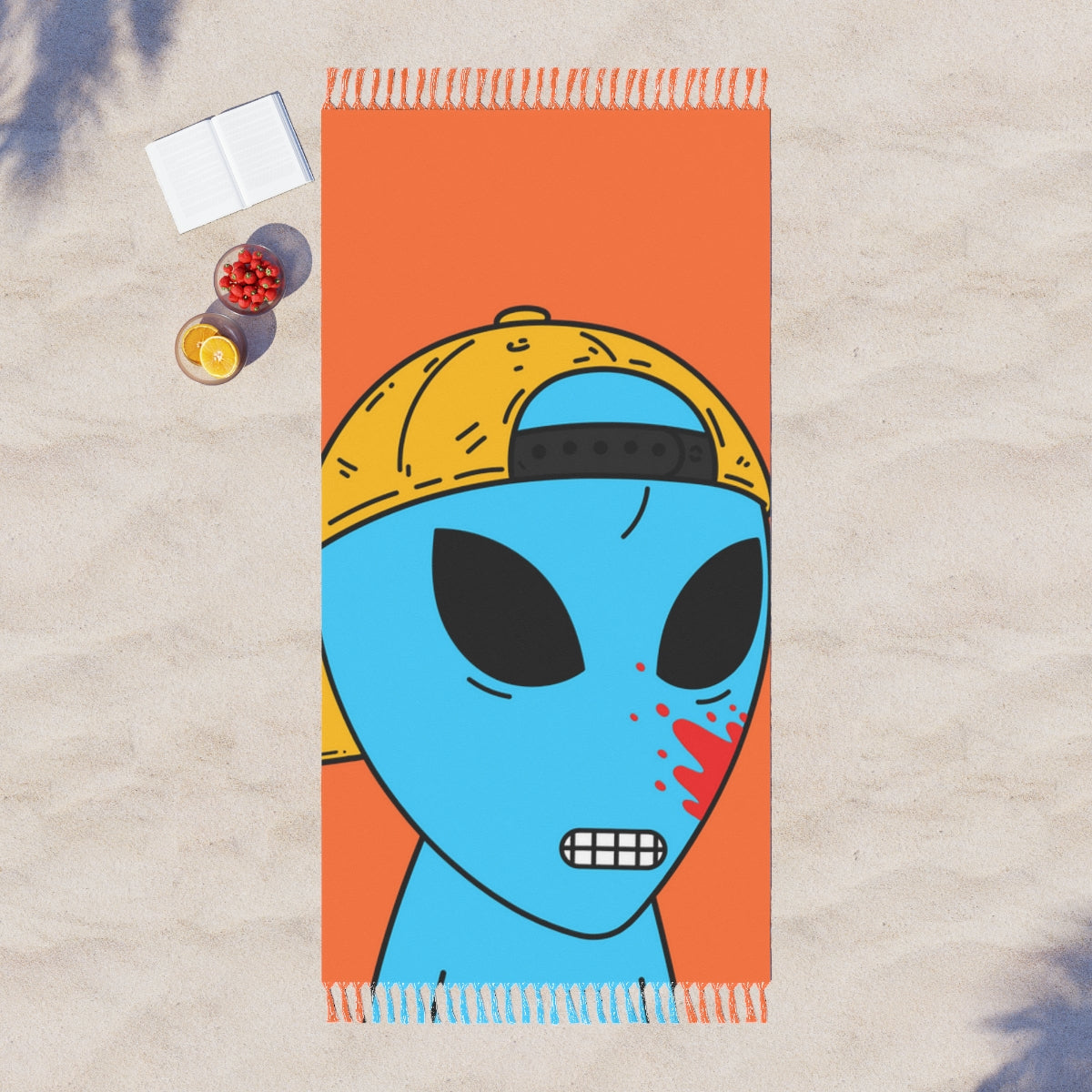 Tela De Playa Boho de dibujos animados alienígenas de visitante de sangre azul