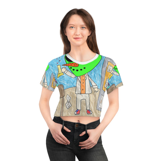 Vial Veggie Visi Vegetable Visitor Scientist Science Scifi Alien AOP Crop Tee 