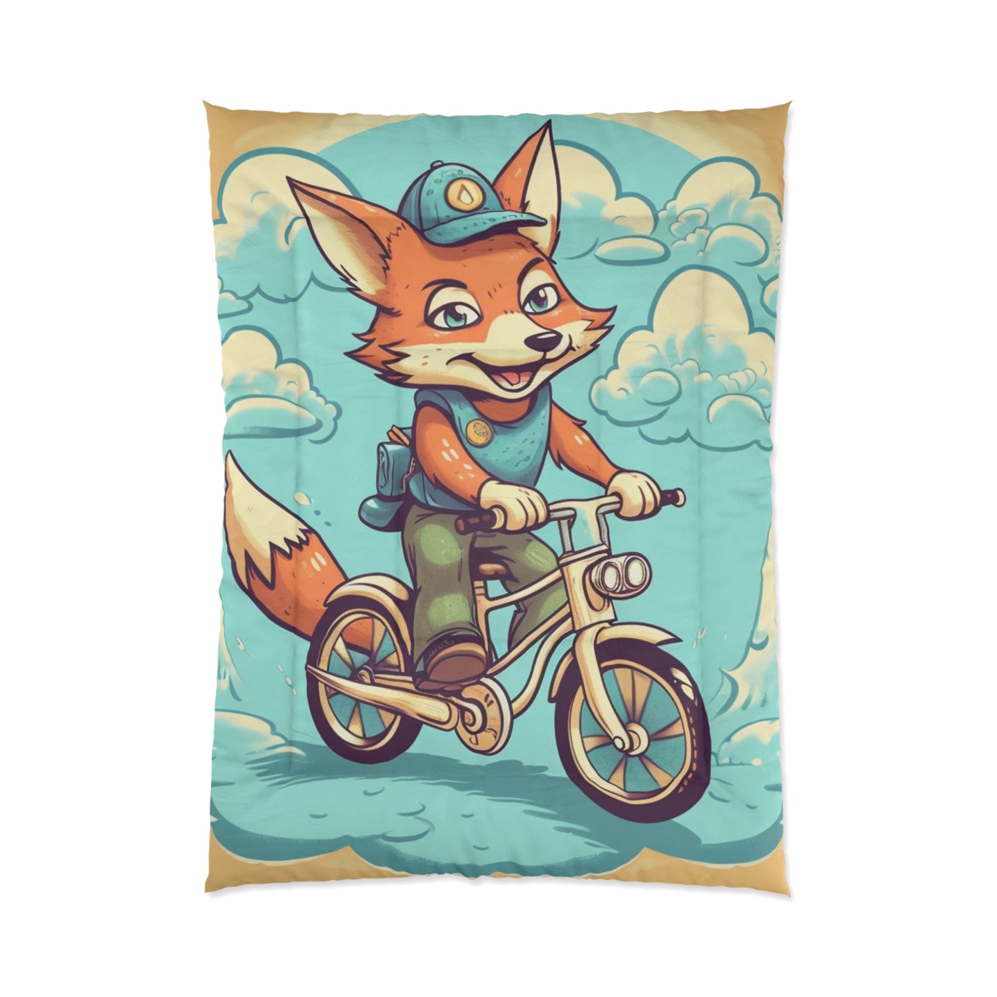 Fox Bike Ride Adventure Graphic Cyclist Comforter