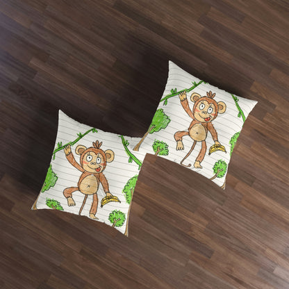 Graphic Monkey - Fun Zoo Clothing for Ape Lovers Tufted Floor Pillow, Square