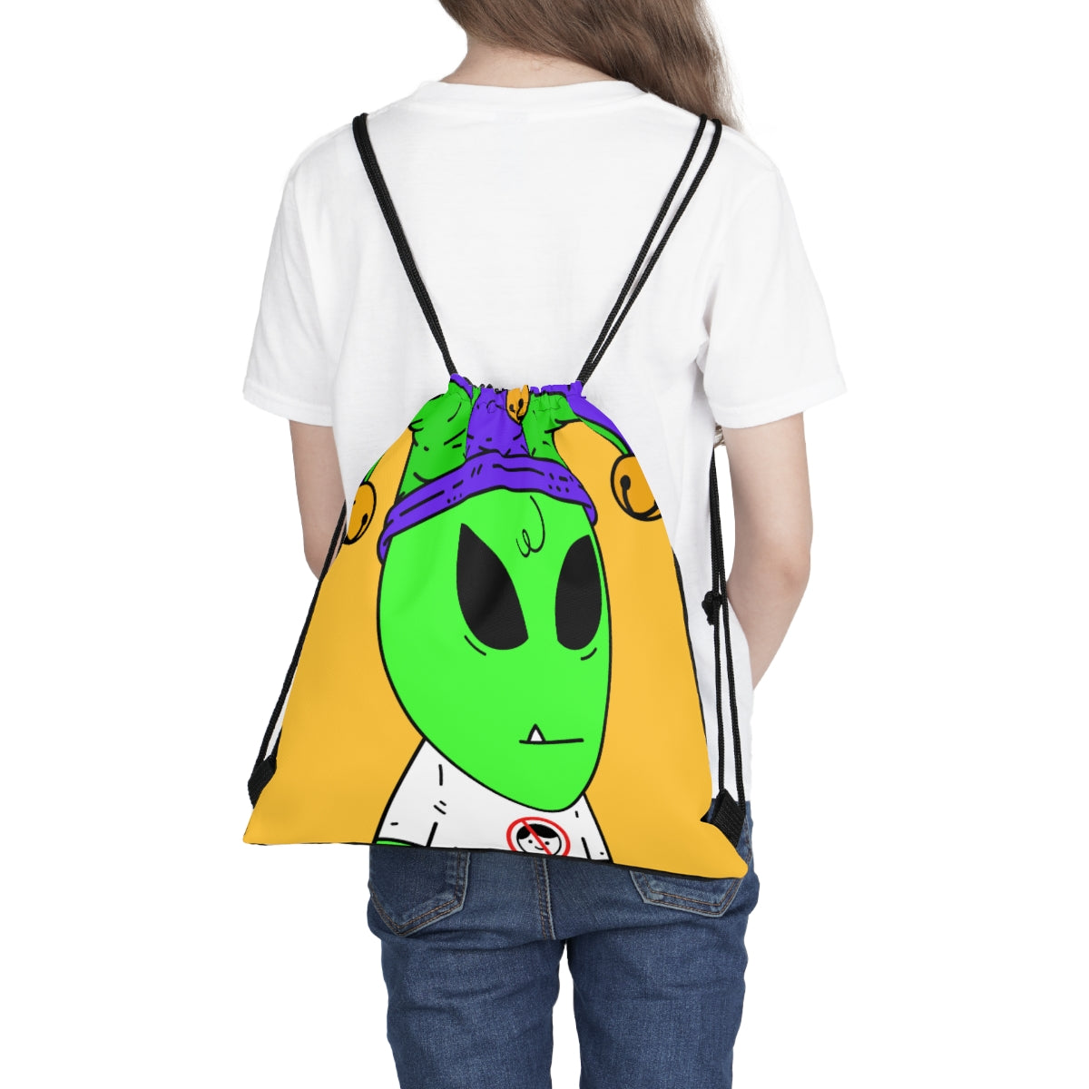 Joker Hat one Tooth Green Alien Anti Human T Shirt Visitor Outdoor Drawstring Bag